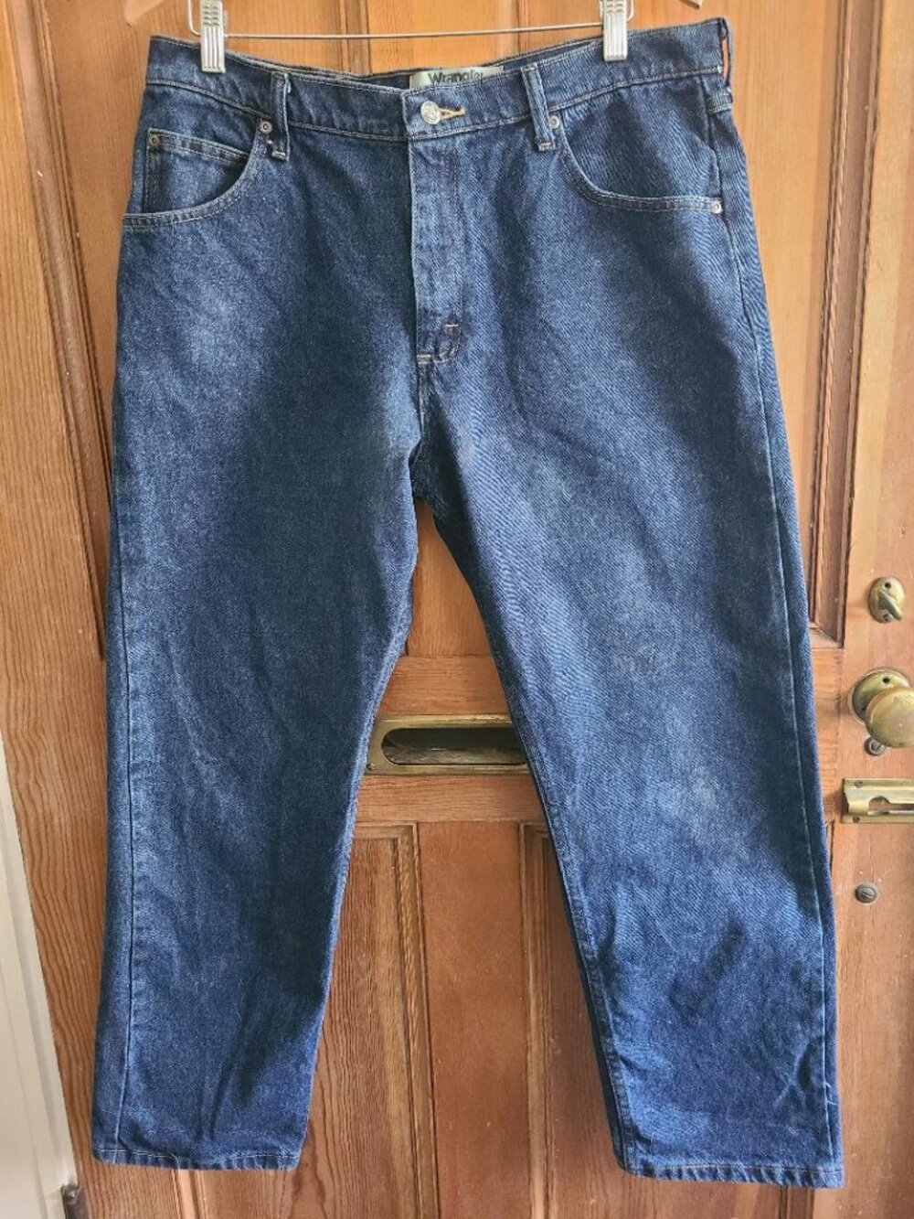NWOT Mens Wrangler Authentics 5 Pocket Dark Blue Cotton Straight Leg Jeans 36x30